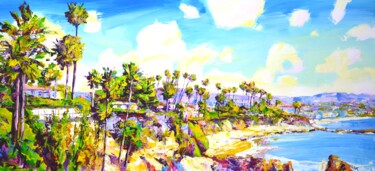 Schilderij getiteld "California. Palm tr…" door Iryna Kastsova, Origineel Kunstwerk, Acryl Gemonteerd op Frame voor houten b…