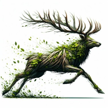 数字艺术 标题为“Le cerf des forêts…” 由Tsuiho, 原创艺术品, AI生成的图像