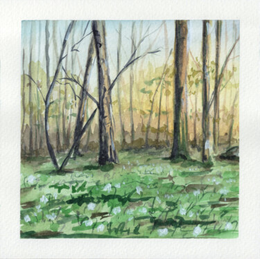 Painting titled "Forest" by Maciej Kłosowski, Original Artwork, Watercolor