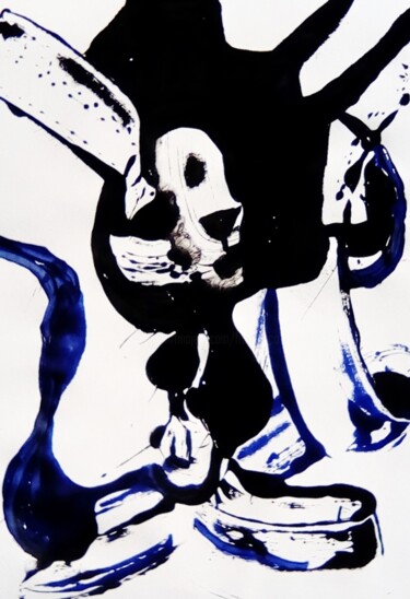 Malerei mit dem Titel "lapin neurasthénique" von Francisco Mendes, Original-Kunstwerk, Acryl