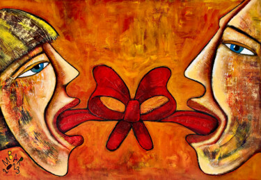 Schilderij getiteld "Attachment" door Mikhail Baranovskiy, Origineel Kunstwerk, Acryl Gemonteerd op Frame voor houten branca…