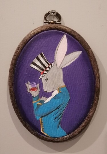 绘画 标题为“The Christmas Bunny” 由Nina Grighel, 原创艺术品, 丙烯 安装在其他刚性面板上