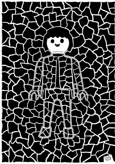 Dessin intitulée "Camouflage one" par Steph, Œuvre d'art originale, Stylo gel