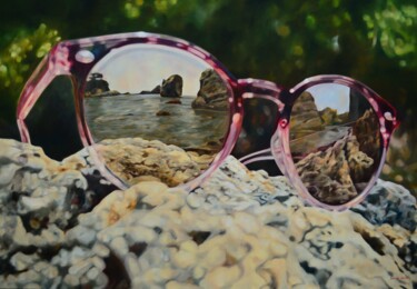Mirroring 2. Painting titled "Mirroring 2." by Istvan Cene Gal, Original Artwork, Oil Mounted on Wood Stretcher frame