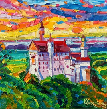 Art box - Neuschwanstein Castle 绘画 标题为“Art box - Neuschwan…” 由Vanya Georgieva, 原创艺术品, 油 安装在木质担架架上