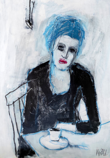 图画 标题为“Frau am Tisch” 由Barbara Kroll, 原创艺术品, 丙烯