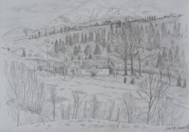 At the foot of Hoverla. Carpathians. Ukraine 제목이 "At the foot of Hove…"인 그림 Hennadii Volokitin로, 원작, 연필