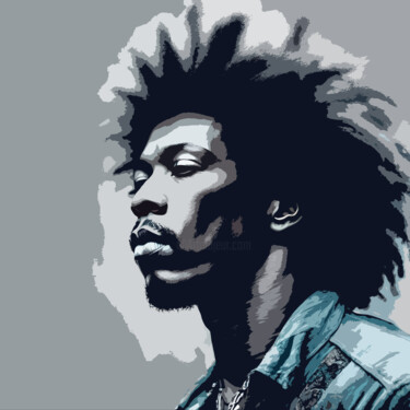 数字艺术 标题为“Jimi Hendrix No.1” 由Ninn, 原创艺术品, AI生成的图像