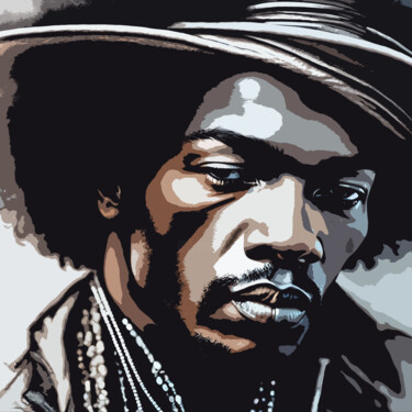 数字艺术 标题为“Jimi Hendrix No.3” 由Ninn, 原创艺术品, AI生成的图像