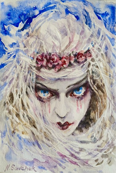 Ghost Bride. The face of death. 绘画 标题为“Ghost Bride. The fa…” 由Nataliia Savchuk, 原创艺术品, 水彩