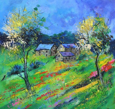 제목이 "summer in my countr…"인 미술작품 Pol Ledent로, 원작, 기름 나무 들것 프레임에 장착됨
