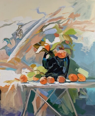 Apricots. Still life. Painting titled "Apricots. Still lif…" by Vita Schagen, Original Artwork, Oil Mounted on Wood Stretcher frame