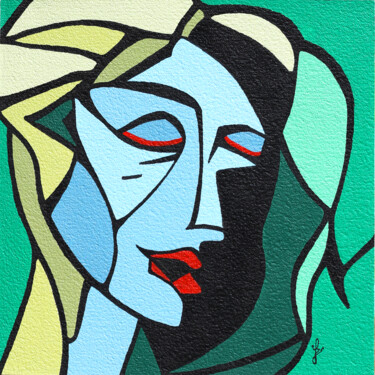 绘画 标题为“Femme au fond vert” 由Frederic Jacquet, 原创艺术品, 丙烯