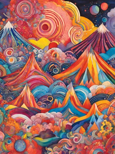 Digital Arts titled "Erupting Volcanoes" by Angelica Hurtiger, Original Artwork, AI generated image