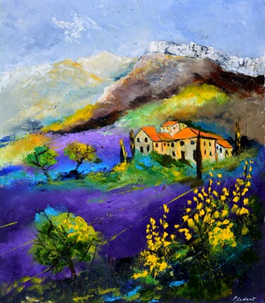 Painting titled "Provence  78" by Pol Ledent, Original Artwork, Oil Mounted on Wood Stretcher frame