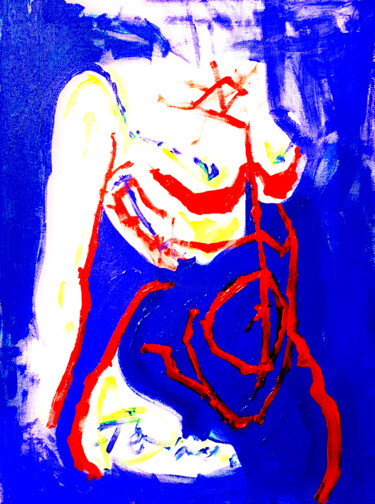 Painting titled "Blue in Motion" by Anna Gaikovich, Original Artwork, Acrylic Mounted on Wood Stretcher frame