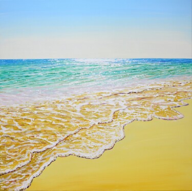 Schilderij getiteld "Sea. Summer." door Iryna Kastsova, Origineel Kunstwerk, Acryl Gemonteerd op Frame voor houten brancard