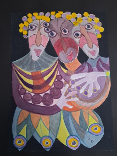 Les Anciens Joueurs de Billes Painting titled "Les Anciens Joueurs…" by Jacques Desvaux (JD), Original Artwork, Acrylic