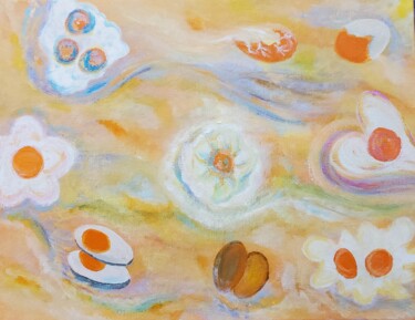Schilderij getiteld "Egg Clouds" door Jaden Zen, Origineel Kunstwerk, Acryl