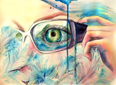Warm winter. Reflection and reality. 绘画 标题为“Warm winter. Reflec…” 由Veronika Chernyshkova, 原创艺术品, 水彩