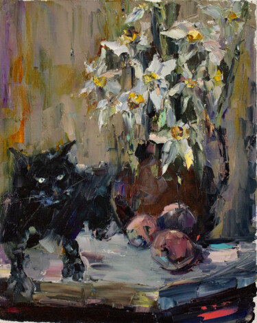 Fluffy Spring Catcher 绘画 标题为“Fluffy Spring Catch…” 由Oleg Sharapanovsky, 原创艺术品, 油 安装在木质担架架上