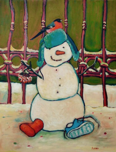 Peinture intitulée "Hello from Paris" par Albina Urbanek, Œuvre d'art originale, Huile