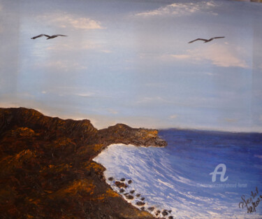 Peinture intitulée "CIEL, TERRE ET MER" par Ahmed Fertat, Œuvre d'art originale, Huile Monté sur Châssis en bois