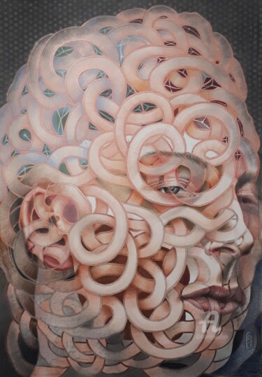 图画 标题为“Entanglement is in…” 由Stephan B. Reisig, 原创艺术品, 铅笔