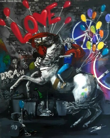Peinture intitulée "Empereur de l'amour" par Kevin Bardin, Œuvre d'art originale, Acrylique Monté sur Châssis en bois