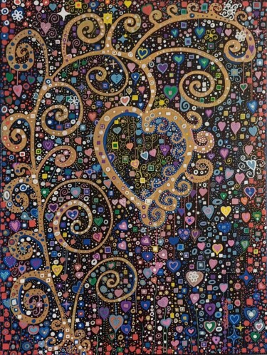 LA BEAUTE DU COEUR 「LA BEAUTE DU COEUR」というタイトルの絵画 Céline Loyによって, オリジナルのアートワーク, アクリル ウッドストレッチャーフレームにマウント