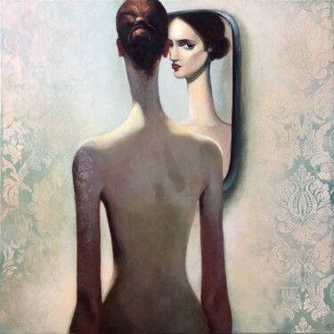 Painting titled "Mirroring" by Agnese Kurzemniece, Original Artwork, Acrylic Mounted on Wood Stretcher frame