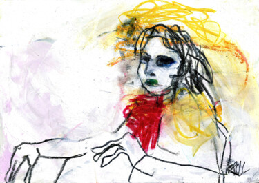 图画 标题为“Frau mit roten Hals…” 由Barbara Kroll, 原创艺术品, 孔戴