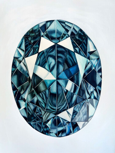 Blue sapphire Painting titled "Blue sapphire" by Alisa Vovk, Original Artwork, Watercolor