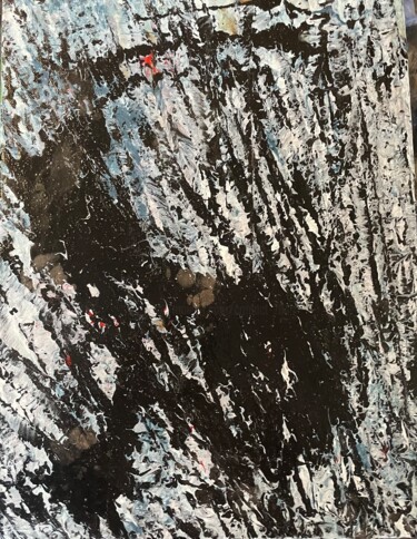 Ζωγραφική με τίτλο "Black with blue bac…" από Greg Powell, Αυθεντικά έργα τέχνης, Σμάλτο