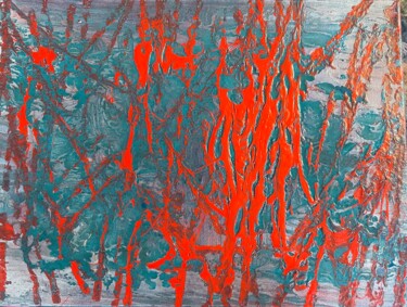 Картина под названием "Red over blue 3" - Greg Powell, Подлинное произведение искусства, Эмаль