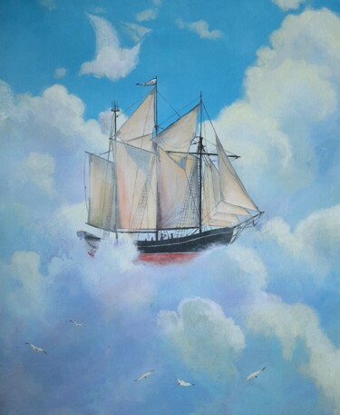 Malerei mit dem Titel "Reach the sky" von Iryna Makhovska, Original-Kunstwerk, Acryl Auf Keilrahmen aus Holz montiert