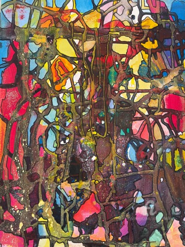 Painting titled "Couleurs bougeantes" by Alain Erpelding, Original Artwork, Acrylic Mounted on Wood Stretcher frame