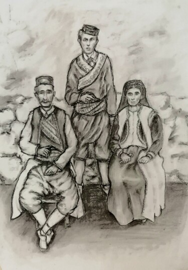 "With a family photo" başlıklı Resim Djura tarafından, Orijinal sanat, Karakalem