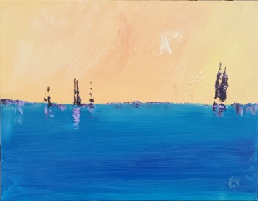 Peinture intitulée "Fil bleu" par Adam Spinosa, Œuvre d'art originale, Huile