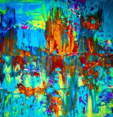 Картина под названием "Colored Mirror" - Barbara Kizer, Подлинное произведение искусства, Акрил Установлен на Деревянная рам…