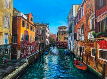 Peinture intitulée "The same bridge in…" par Ol Ga Serebranskaa, Œuvre d'art originale, Acrylique Monté sur Carton