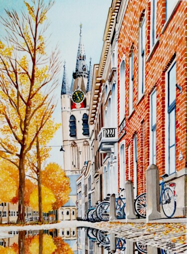 Malerei mit dem Titel "Autumn Light" von António Teodósio, Original-Kunstwerk, Aquarell Auf Karton montiert