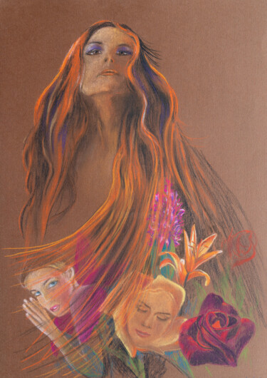 Schilderij getiteld "Z serii Kwiatolandi…" door Zbigniew Popadiuch, Origineel Kunstwerk, Pastel