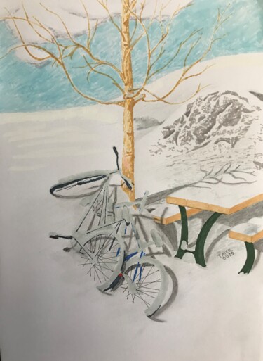 绘画 标题为“Bicicletas na neve” 由Taicil, 原创艺术品, 标记