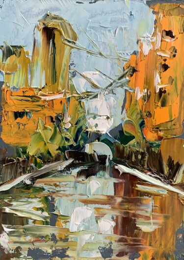 绘画 标题为“Abstract city. #8” 由Vita Schagen, 原创艺术品, 油 安装在纸板上