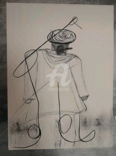 Σχέδιο με τίτλο "Grant" από D. Art, Αυθεντικά έργα τέχνης, Κάρβουνο Τοποθετήθηκε στο Ποτήρι