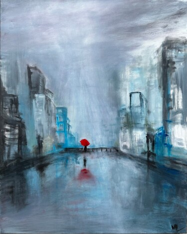 Painting titled "Dimanche de pluie" by Marie Line Robert, Original Artwork, Acrylic