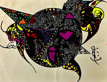 Drawing titled "Abstract Artwork II" by Ahmed Hassan, Original Artwork, Marker