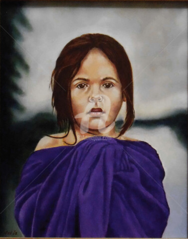Pittura intitolato ""A LITTLE BATHER"" da Arthuris, Opera d'arte originale, Olio