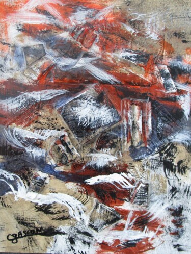 「Abstraction 01-23」というタイトルの絵画 Claude Gasconによって, オリジナルのアートワーク, アクリル ウッドパネルにマウント